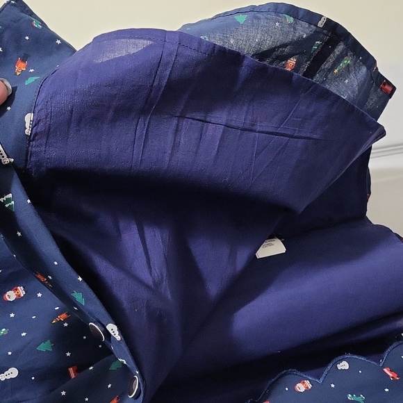 Scallop detail Christmas print cotton shirtdress - Picture 7 of 9